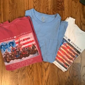Three Men’s Tshirts size Medium. Americana /Steve Penley/Onward reserve/JCrew